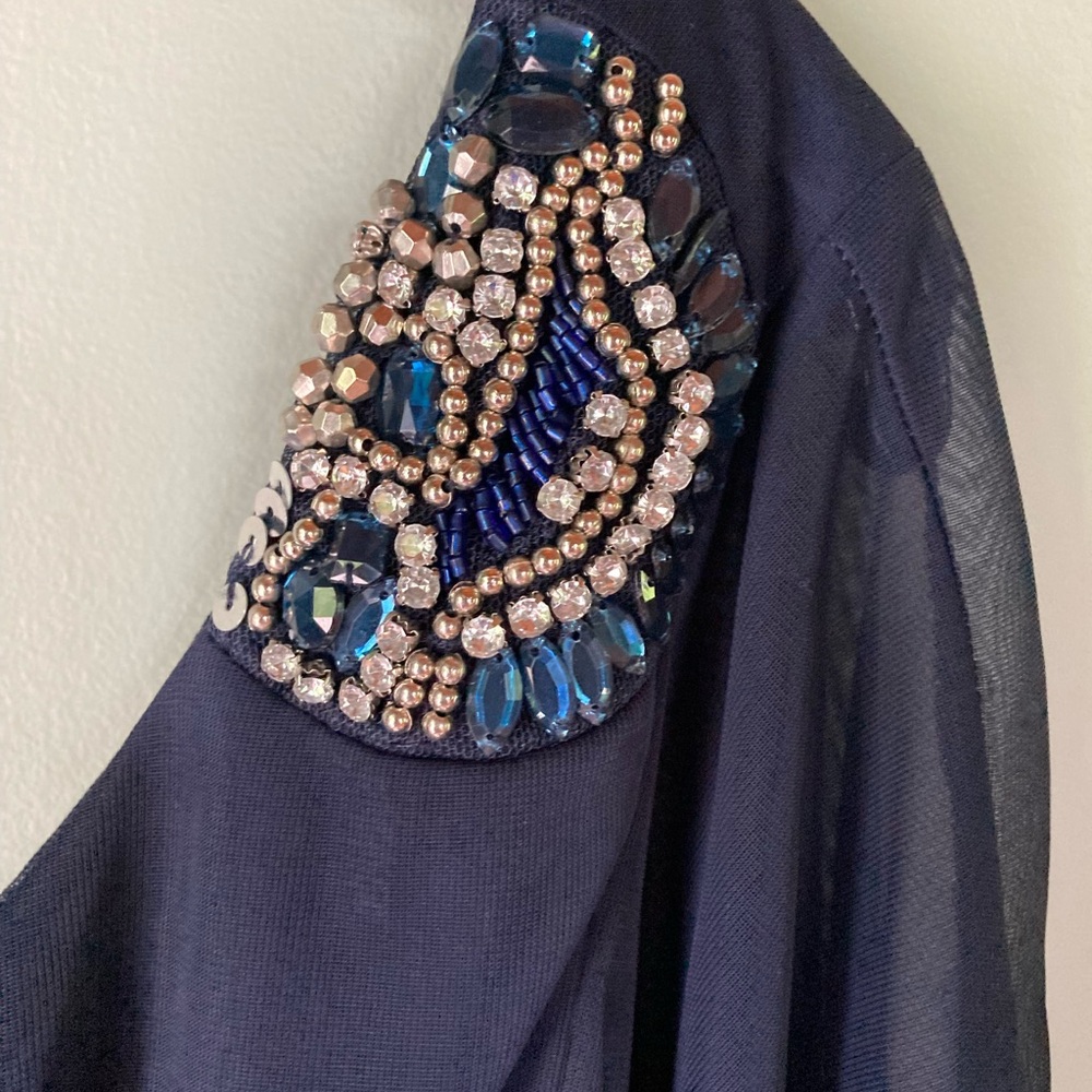 One Shoulder Navy Dress - Picture 4 of 6